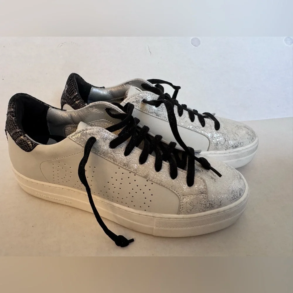 P448 Jack Women’s EU 41 White Silver Leather Low Top Sneakers